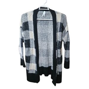 Dreamers by Debut Plaid Fuzzy Open Front Cardigan Sweater Women’s Large